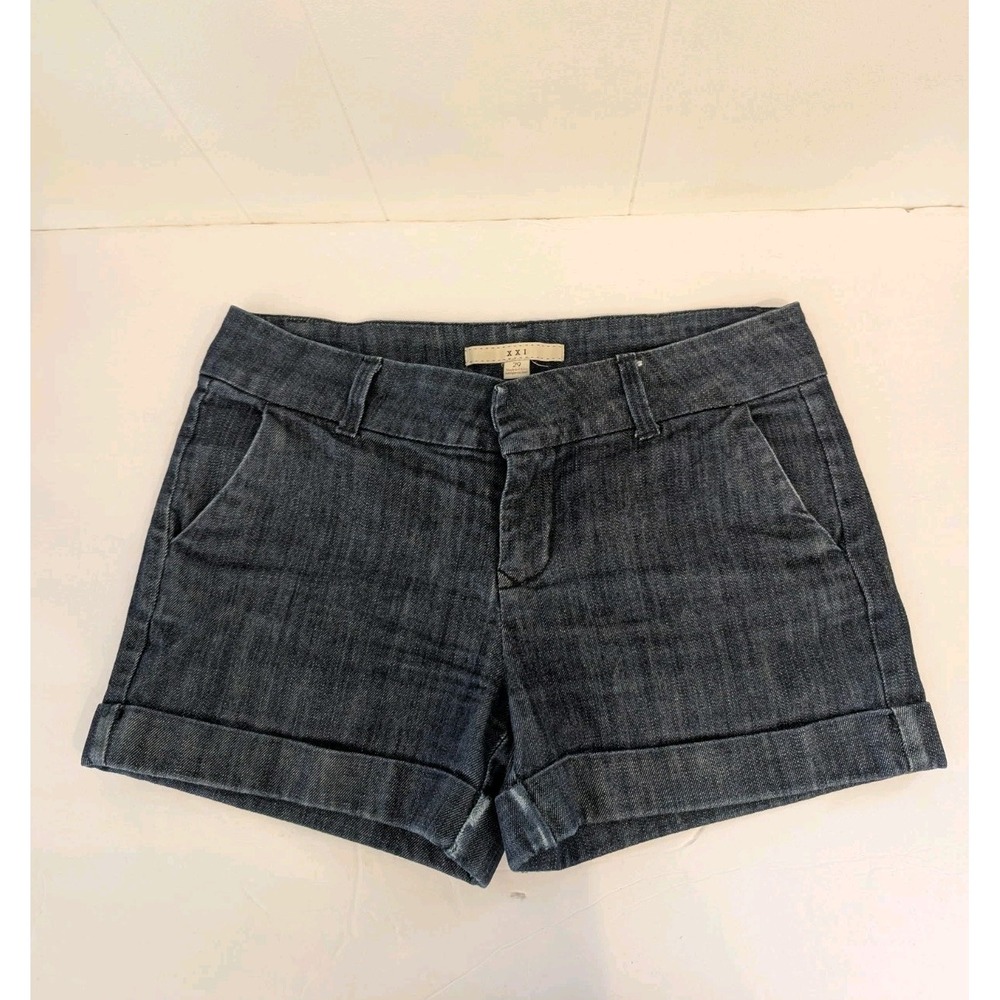 XXI Forever Denim Dark Wash Stretch Jean Shorts Low Rise Women's Size 29